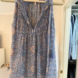 Joie Floral Blue and Cream Sleeveless Top